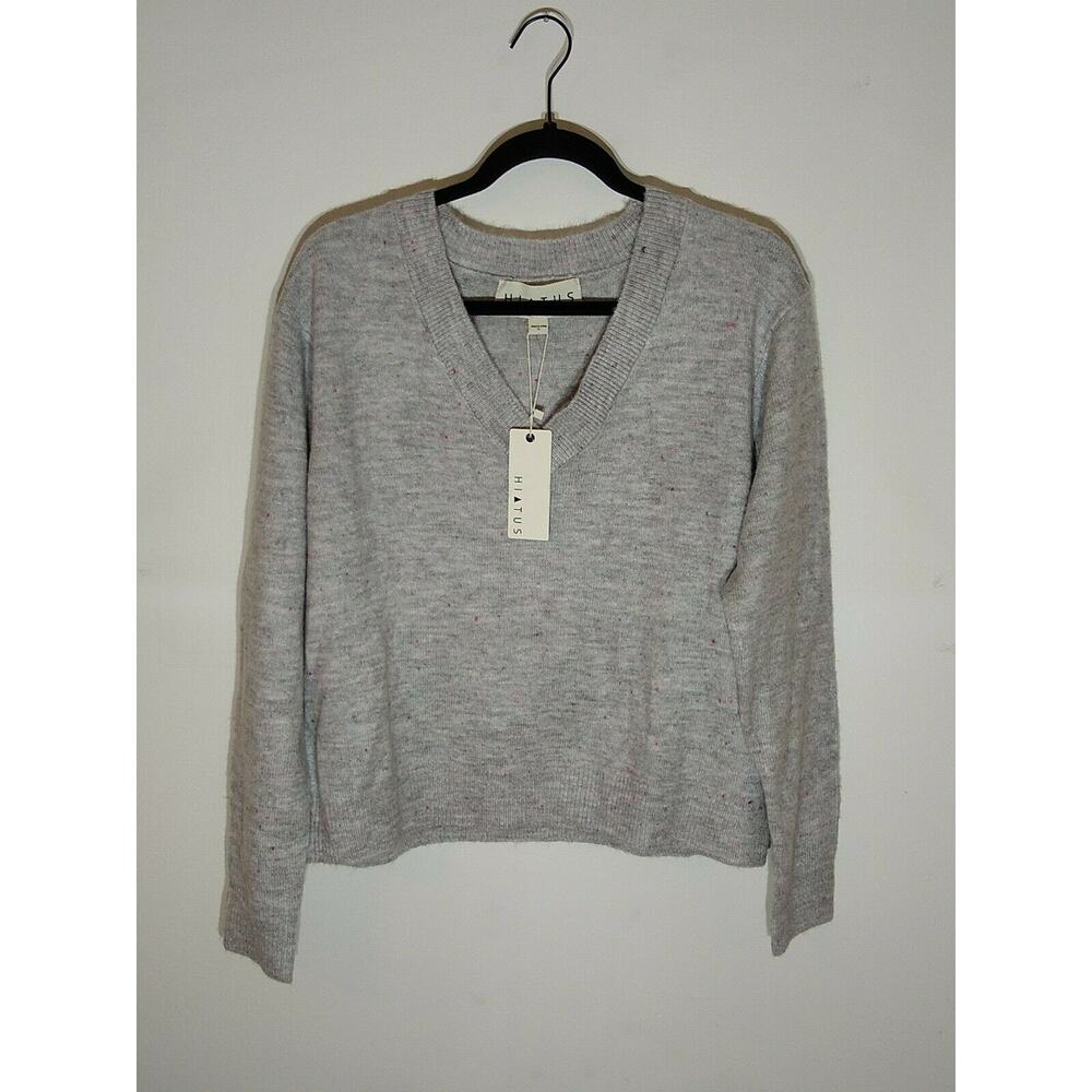 Hiatus Women's Gray V Neck Sweater XL NEW